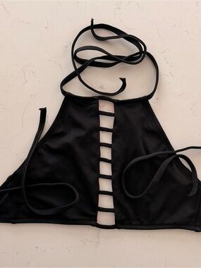 PINK Victoria's Secret Black Strappy Halter Crop Top